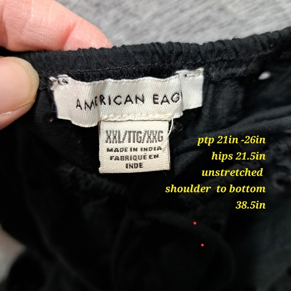 American Eagle women's black eyelet cutout mini dress size XXL guc - Picture 4 of 4